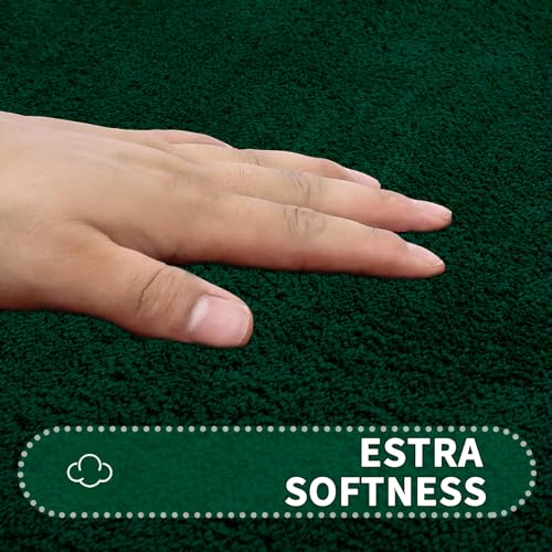 Rururug Bath Mat Sets 2 Piece Washable Microfiber Bathroom Mats New Point Plastic Non-slip Bottom Bath Rug and Toilet Mat Set (Green - Image 4