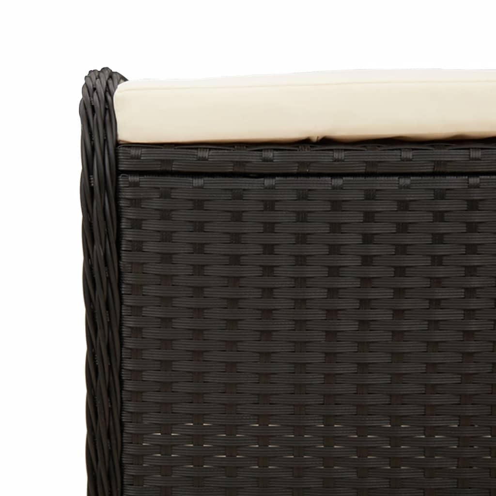 Taboret ogrodowy Poly Rattan czarny 58 x 46 x 46 cm
