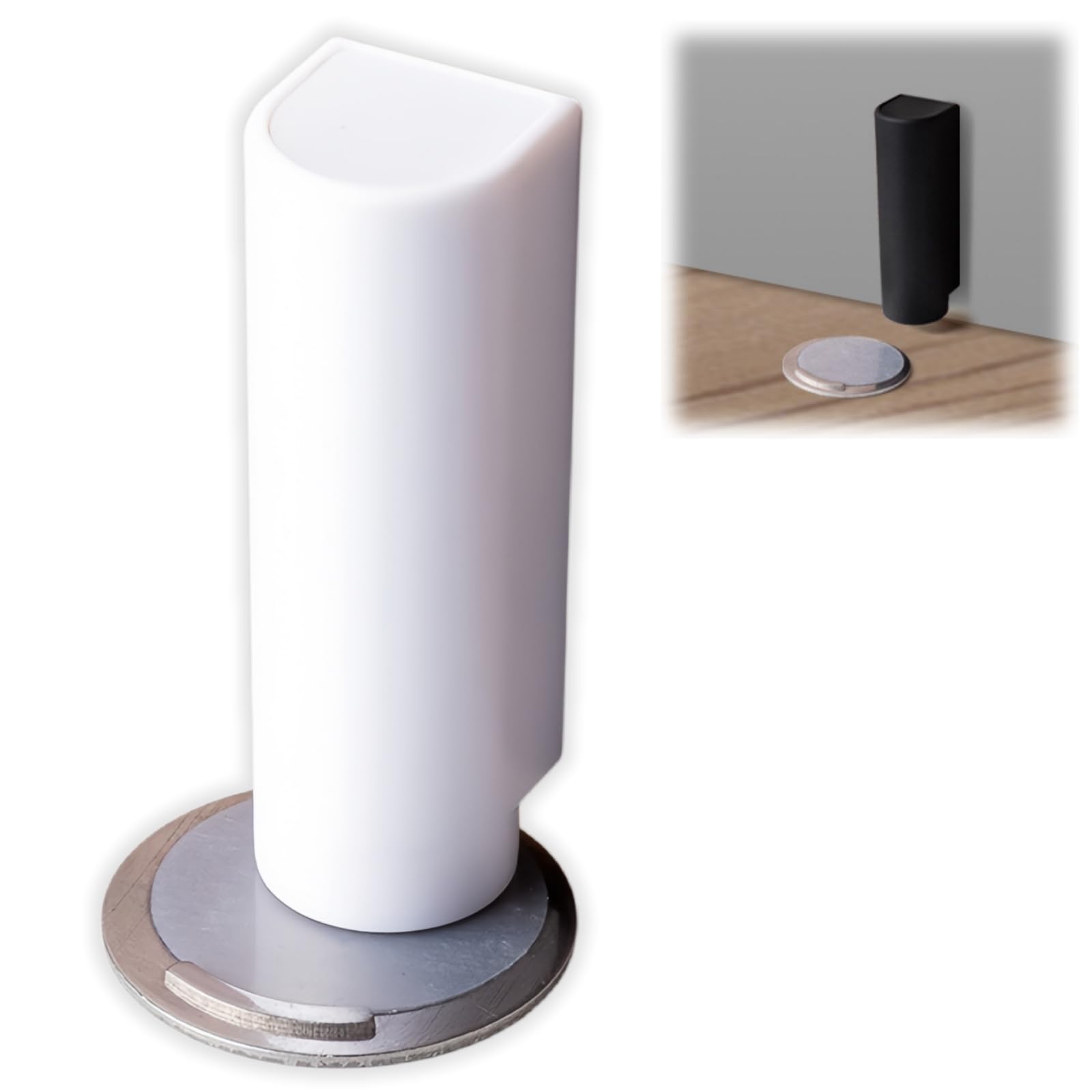 Magnetic Door Stop Stopper - Strong No Drilling Self Adhesive Door Catch, Invisible Weighted Doorstop Holder for Floor Indoors, Self Adhesive Door Catches(White)