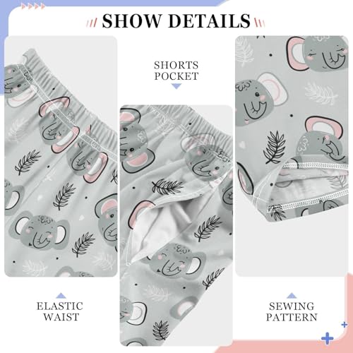 Elephant Leaf Boys Long Pants Soft Trousers Elastic Waist Kids Lounge Bottoms with Pockets S-XL4