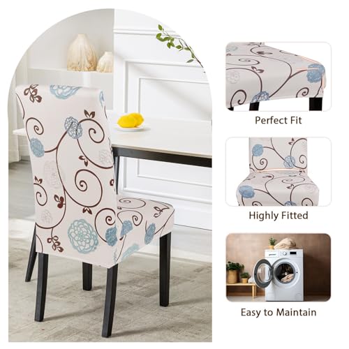 Image of SearchI Dining Room Chair Covers Set of 6, Stretch Printed Parsons Chair Slipcovers Super Fit Spandex Removable Washable Kitchen Chair Protector Cover for Dining Room, Hotel, Ceremony (Ball Flower)