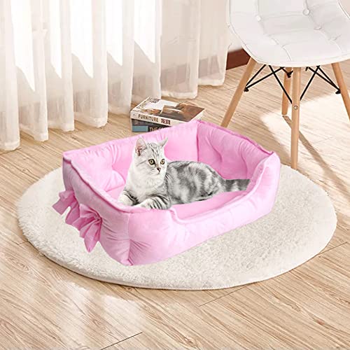 Pawstrip Cute Princess Dog Bed, Soft Breathable Bowknot Pet Cat Cushion For Small Dogs, Waterproof Bottom, Self-Warming, Machine Washable (Pink) #TOP5