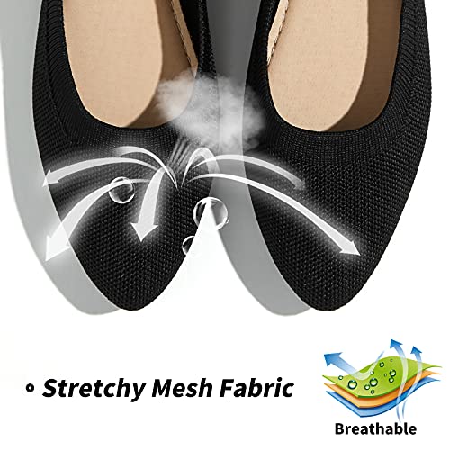 Babudog Women's Mesh Flats Shoes Pointed-Toe Dress Shoes For Women Black Flats Shoes Comfortable Memory Foam Flats Shoes(Black.us9) #TOP1