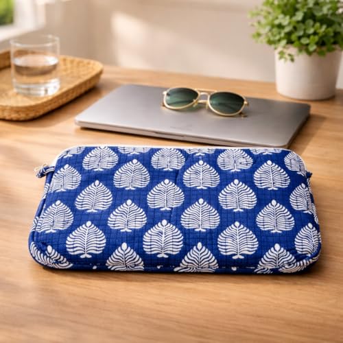 Housse matelassée pour ordinateur portable 15 pouces style floral pour le bureau et café