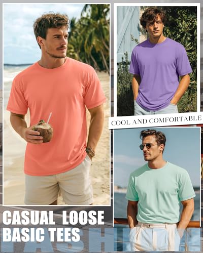 Image of Neer 3 Pack Big and Tall T-Shirts for Men L-7xl Tops | Large Casual Stretch Workout Tees, Short Sleeve Crewneck Oversized Shirts, Classic Summer Outfits, Comfy Basic Loose Clothes