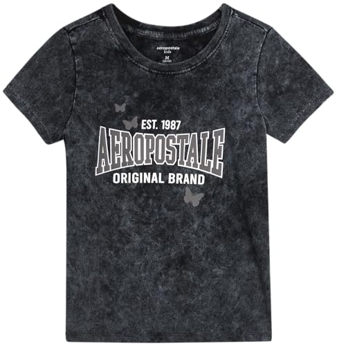 Image of Girls T Shirts - Soft Cotton Blend Short Sleeve Cute Graphic Tees - Classic Crewneck Logo Tee Girls Shirts (Sizes: 4-16), Size 14-16, Gray Heather