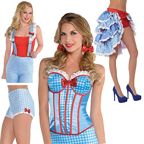 Yummy Bee, Blue & White Ruffle Shorts for Women, Frilly Boy Shorts Hot Pants for Fancy Dress Dorothy Costume - Image 2