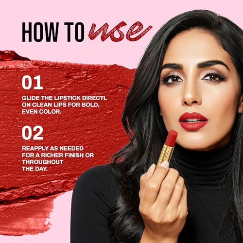 Image of Maliao Non-Transfer Waterproof Lipstick Color Stay | Long-Lasting & Smudge-Proof | Bold, Vibrant Color | Kiss-Proof & Transfer-Resistant | All-Day Wear | 611-Cerise Red, 4g