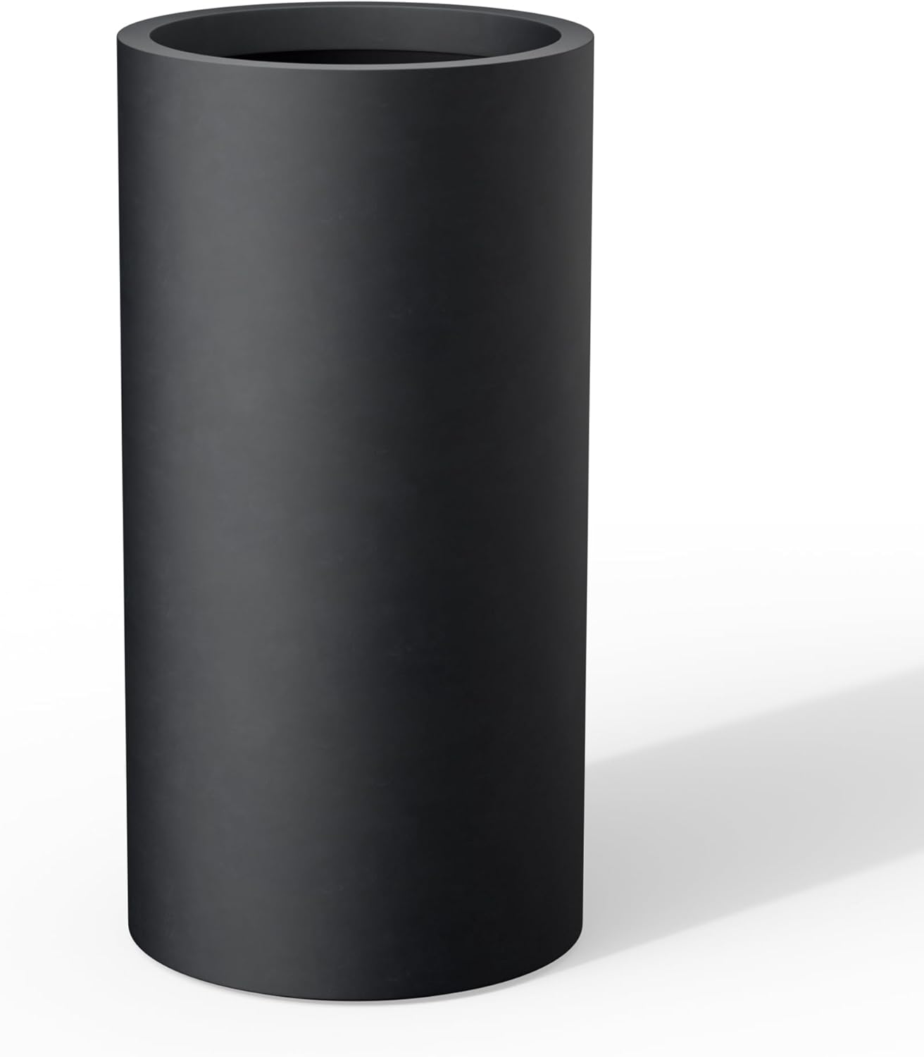 Kante 27.8 Inch Tall Cylindrical Planter, Large Round Plant Pots with Drainage Hole, Made with Concrete, Suitable for Indoor Outdoor Plants, Home Decor, Black Black 27.8“H