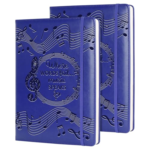 WHLBHG Music Gift 2 PCS Blank Sheet MUSIC Notebook Where Words Fail music Speaks Gift Manuscript Paper Notebook (2pcs Music -Purple)