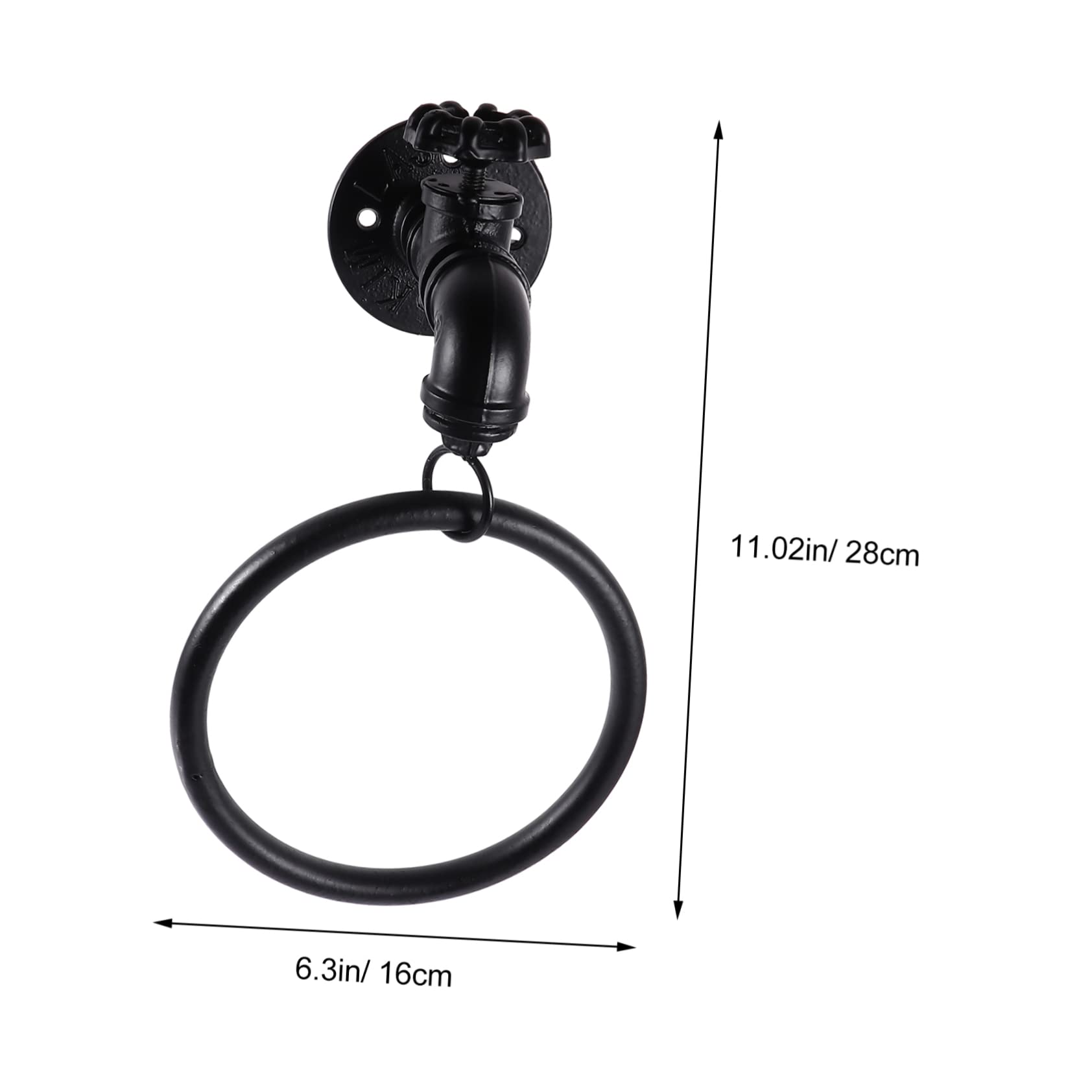 Homoyoyo Anillo de Toalla para Grifo de Metal, Estilo Rústico Industrial, Negro, Resistente al Óxido, Fácil de Instalar para Cocina