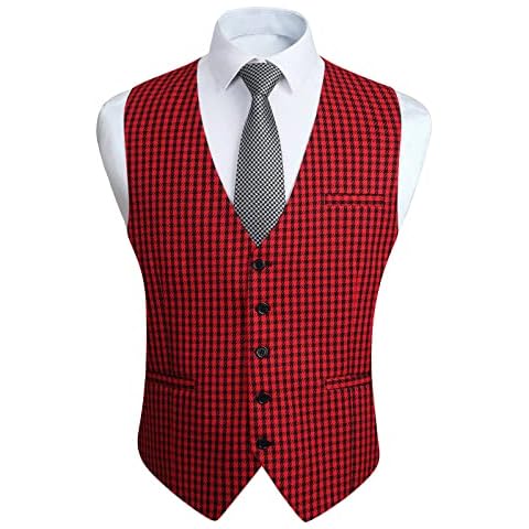 HISDERN Chaleco Rojo Cuadros Algodón L Cover