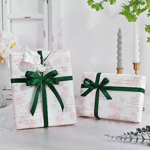 Image of Double Face Spruce Green Satin Ribbon 1 /2 inch X 50 Yards Polyester Spruce Green Ribbon for Gift Wrapping Very Suitable for Weddings Party Invitation Decorations and More