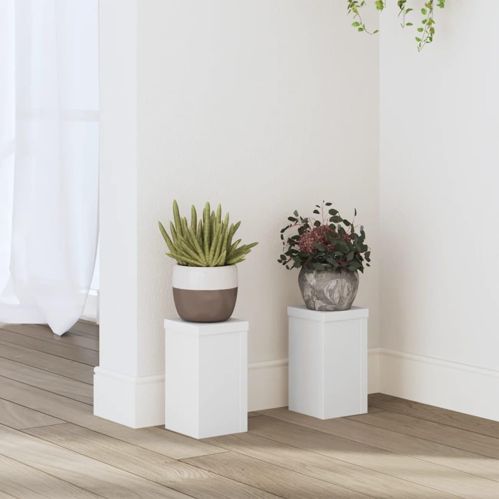 Supports de plantes en bois blanc lot de 2 pour décoration de salon et balcon moderne