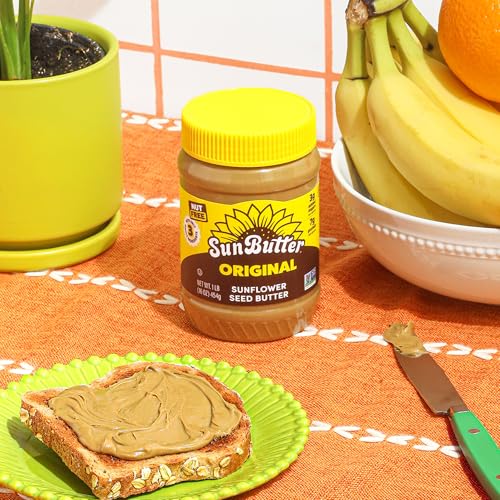 Image of SunButter Original Sunflower Seed Butter, 16 oz Nut-Free Spread with 7g Plant-Based Protein, Roasted Rich & Savory Flavor, Smooth Texture | Vegan, Kosher & Non-GMO