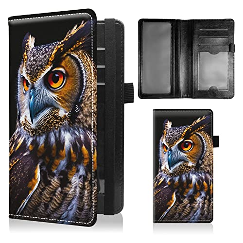 BFSEROBJ Checkbook Covers for Personal Checkbook Duplicate Checks RFID Blocking Checkbook Cover for Women Men with Elastic Strap Card Slots Pen Holder - Cute Owl