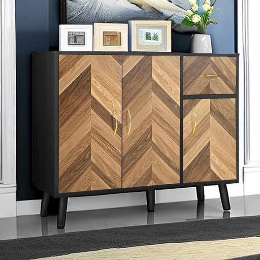 SIHANM-Sideboard-Buffet-Cabinet-with-Storage-3-Doors-Storage-Cabinet-with-Drawers-Free-Standing-Accent-Cabinet-with-Shelves-Anti-Toppling-Cabinets-for-Hallway-Living-Room-Entryway-Kitchen SIHANM Sideboard Buffet Cabinet with Storage 3 Doors Storage Cabinet with Drawers Free Standing Accent Cabinet with Shelves Anti Toppling Cabinets for Hallway Living Room Entryway Kitchen