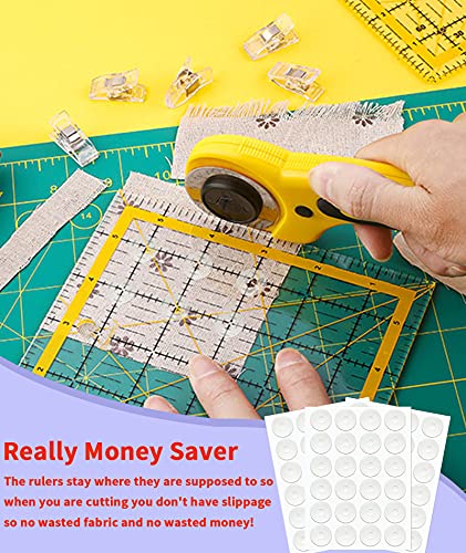 Non Slip Grips For Quilting Rulers Quilt Templates, Birllaid Non-Slip Adhesive Rings True Grips For Sewing Rulers 144 Pack(72 Large & 72 Small) #TOP4