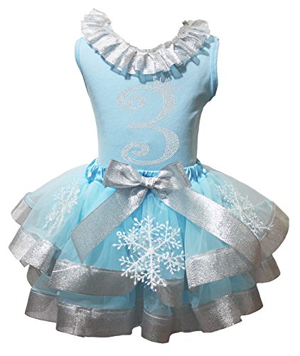 Disfraz de falda de pétalos azul de copo de nieve para niña 3 años