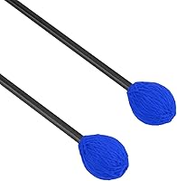 Vista 2 de Marimba Mallets, mazos de teclado de hilo duro medio, mango de fibra de carbono, hilo de algodón, palillo de tambor para instrumentos de percusión