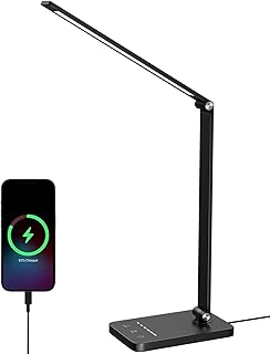 Electight LED Desk Lamp, 50 LEDs Touch Control Table Lamp, USB Port, 5 Light Modes & Memory FUNC, Dimmable Eye-Care Desk L...