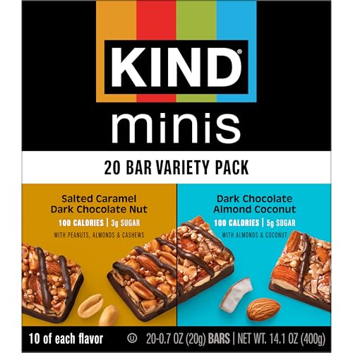 KIND Mini Snack Bars Variety Pack, Gluten Free, Low Sugar, Low Calorie Snacks, Dark Chocolate Nuts & Sea Salt, Caramel Almond & Sea Salt, Dark Chocolate Cherry Cashew, 80 Count - image 4
