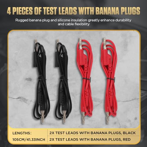 Image of AUTOOL 68PCS Multimeter Test Leads Kit, Test Leads with Replaceable Wire Piercing Probes, 32A /1000V Alligator Clips, Banana Plug Adapters, Jumpers, Extension Male to Female Connector 4mm Banana Plug