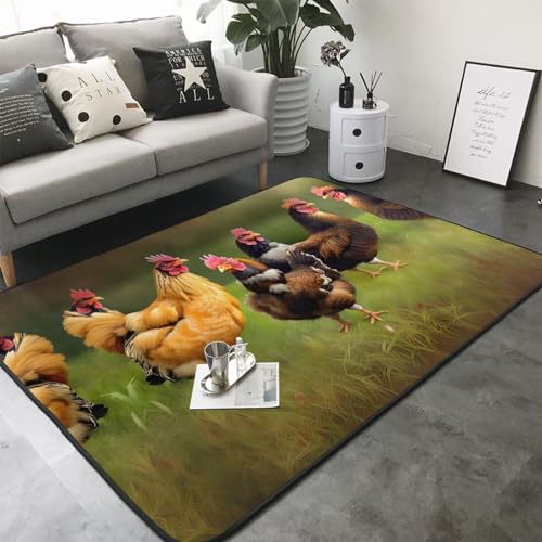 Tapis à imprimé coq grand salon chambre tapis doux de maison - 3