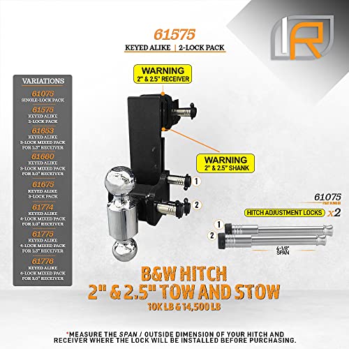 Infiniterule Security 61575 | 2 Pack, Keyed Alike, Hitch Locks (Fits: B&W Hitch - 2" & 2.5" Tow And Stow - 10K Lb & 14,500 Lb | Curt Mfg. - Adj. Channel Mount - (2.5" Shank, 20K Lb)) #TOP1