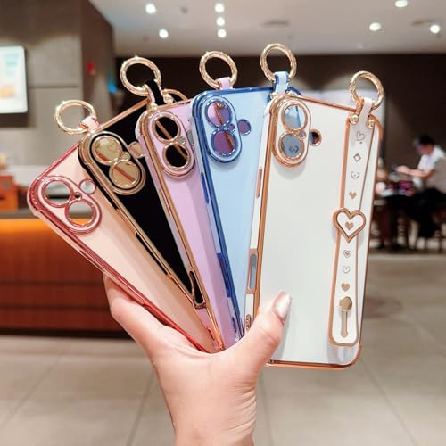 Coque iPhone 16 anti-choc avec sangle pour femmes actives