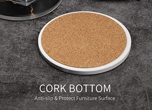 Coasters, 2Pcs Absorbent Ceramic Coasters with Cork Base, Drink Coasters Protecting Table Furniture, Home Decor, Black and Gold