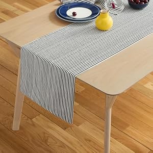 kate spade new york Hand Painted Shirting Stripe Reversible Table Runner, 100% Cotton, Cream/Black, 15"x72" kate spade new york Hand Painted Shirting Stripe Reversible Table Runner 100 Cotton CreamBlack 15×72