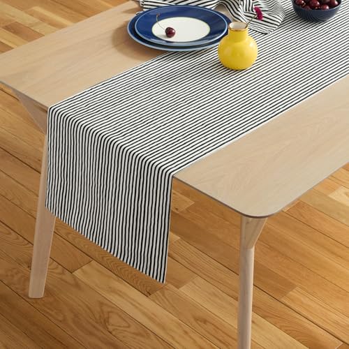 kate-spade-new-york-Hand-Painted-Shirting-Stripe-Reversible-Table-Runner-100-Cotton-CreamBlack-15×72 kate spade new york Hand Painted Shirting Stripe Reversible Table Runner 100 Cotton CreamBlack 15×72