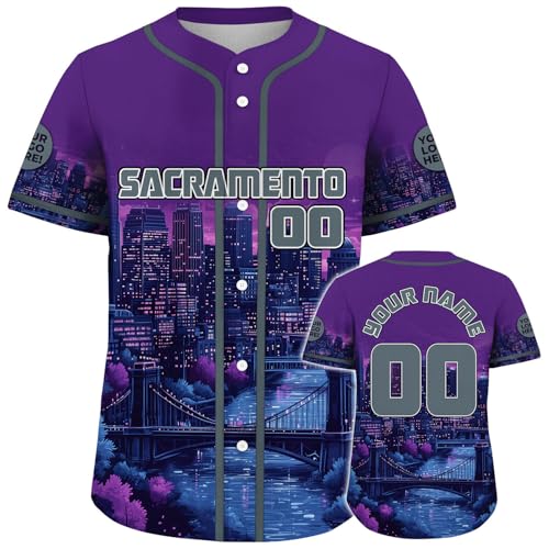 Custom Purple and Gray Baseball Jersey Men Women Youth Kids, Personalized Printed Stitched Name Number Sports Fans Softball Shirt