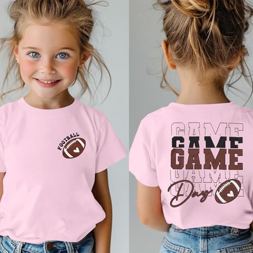 Image of Toddler Game Day Shirt Football Sunday Tshirt for Girls Boys Rugby Athletic Outfit Kids Sports Fans Top 2-8T