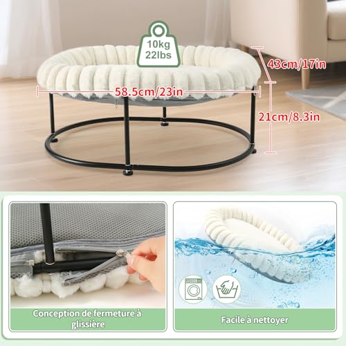 Hamac chat lit surélevé panier petit chien canapé animal blanc L - 5