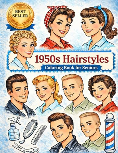 1950s Hairstyles: Coloring Book For Seniors