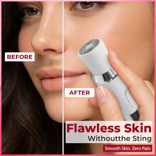 Image of Facial Hair Removal Machine|Eyebrow Trimmer & Epilator|Trimmer For Women Private Part|2 In 1 Trimmer 400 mAh Battery 1 Year Warranty|Painless Hair Removal Machine|Nose Hairs Remover,White (4 in 1)