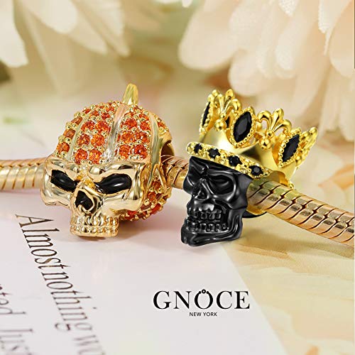 Image of GNOCE Skull Pendant Charm Silver Dangle Charms Bead fit Bracelet /Necklace Jewelry Gift for Women Men