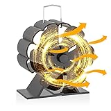 【Energía eficiente y eficaz】Sin electricidad, respetuoso con el medio ambiente. Los ventilador de chimenea generan electricidad al convertir el calor de la estufa en electricidad, las unidades generadoras de electricidad convierten la energía térmica en energía cinética para impulsar el motor y luego las aspas giran. El ventilador de estufa de leña eléctrico mejora la eficiencia de su estufa/chimenea/hogar/tubo de estufa y reduce el consumo de leña y electricidad.