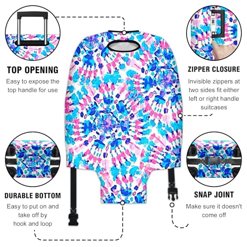 Travel Luggage Cover Suitcase Protector Scratch-Resistant Fit Not Included Suitcase Tie Dye Prints M-22-24in3