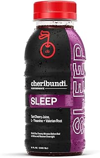 Cheribundi Tart Cherry Juice Sleep | Tart Cherry Juice with L-Theanine & Valerian Root | Athletes Recovery Drink | Promotes Restorative Sleep, Muscle Recovery & Boosts Performance | 8 floz (12 Pack)
