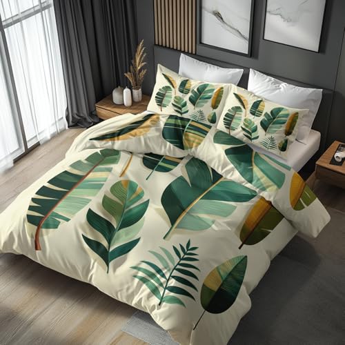 Parure de lit 2 personnes microfibre infroissable motif tropical vert - 3