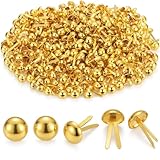 300 Pièces Attaches Parisiennes Or 8mm, Mini Brads Tête Ronde en Métal pour Scrapbooking et Carterie, Fixation Papier Loisirs Créatifs, Fournitures de Bureau et Bricolage DIY, Finition Brillante