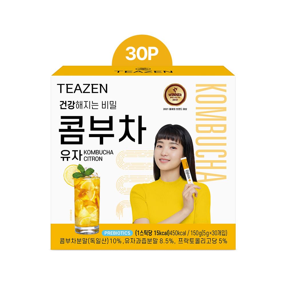 TEAZEN Kombucha Tezen Kombucha 5.3 oz (150 g) x 30 Packs, Yuzu Teazen Kombucha 5.3 oz (5 g) x 30 pieces