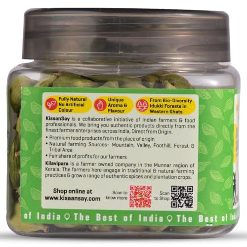 Image of KisaanSay Idukki Cardamom 50 gm Bold Size (7 to 8 mm) | Bold Size | Pure Elaichi | Natural | Distinctive Flavour & Aroma | No Artificial Colors (Pack of 2)