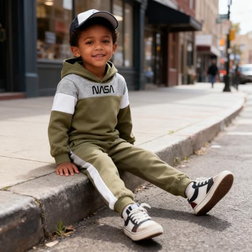 Image of 2-6T Toddler Baby Boy Clothes Long Sleeve Hooded Pullover Colorblock Sweatshirt + Pants 2pcs Fall Winter Outfit Set