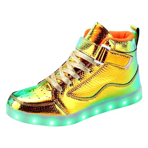 KUNWFNIX LED Light Up Shoes Men Women High Top Adult Glow in The Dark Sneakers with USB Recharging for Dancing Parties