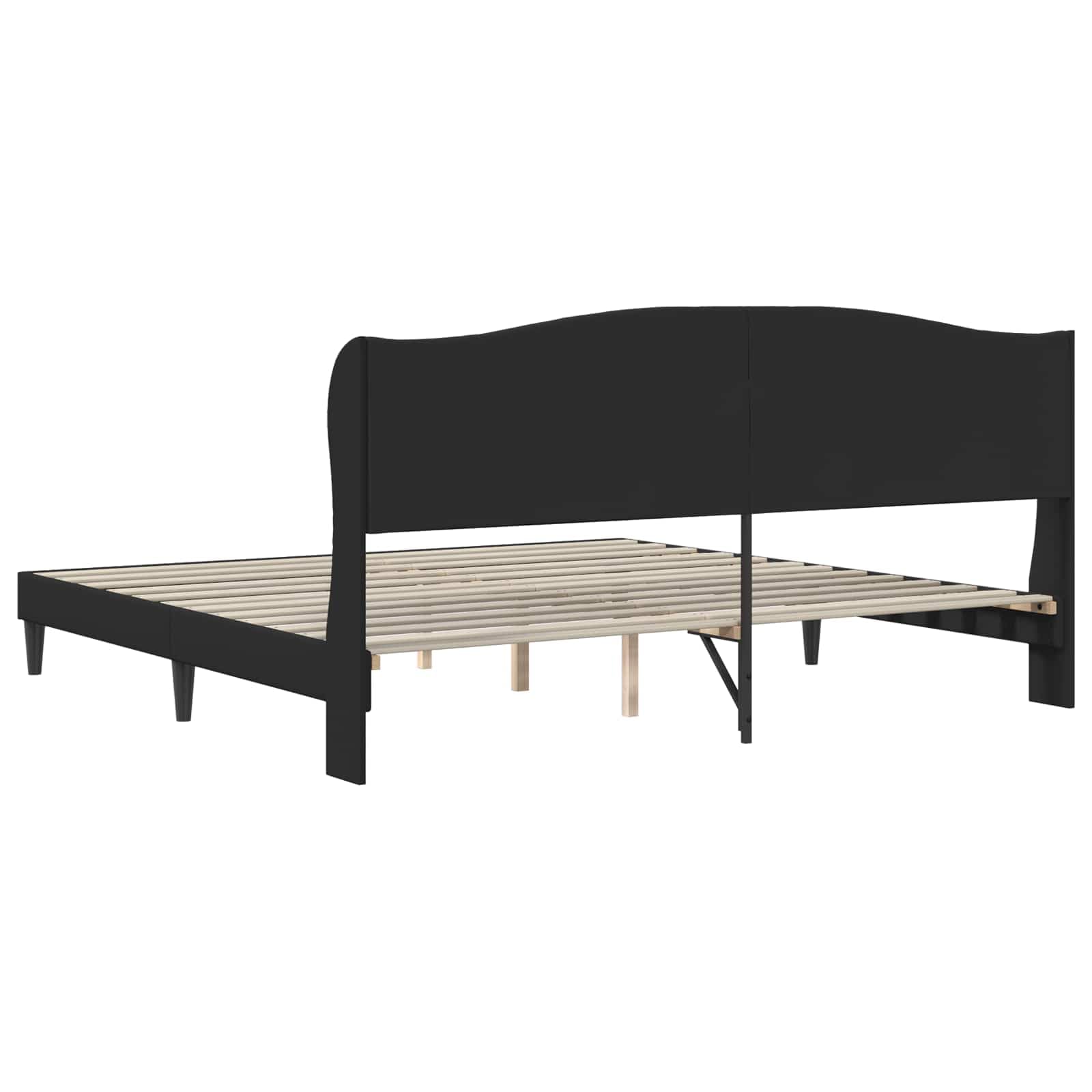 Negro Cama somier Base lecho canapé Estructura con cabecero en Cuero sintético, 180 x 200 cm, contrachapado, Dormitorio Interior, Soporte para Descanso y Montaje fácil