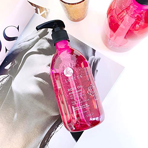 Luseta Rose Oil Body Wash For Dry Skin Women 16.9Oz, Women Body Wash Smell Good Hydrating Shower Gel For Nourishing Essential Body Care, Sulfate & Paraben Free Itch, Ringworm, Yeast Infections, Skin Irritations, Shower Gel For Women/Men #TOP5